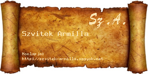 Szvitek Armilla névjegykártya